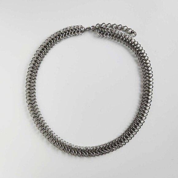Gothic Medieval silver chainmail choker necklace - Picture 2 of 9